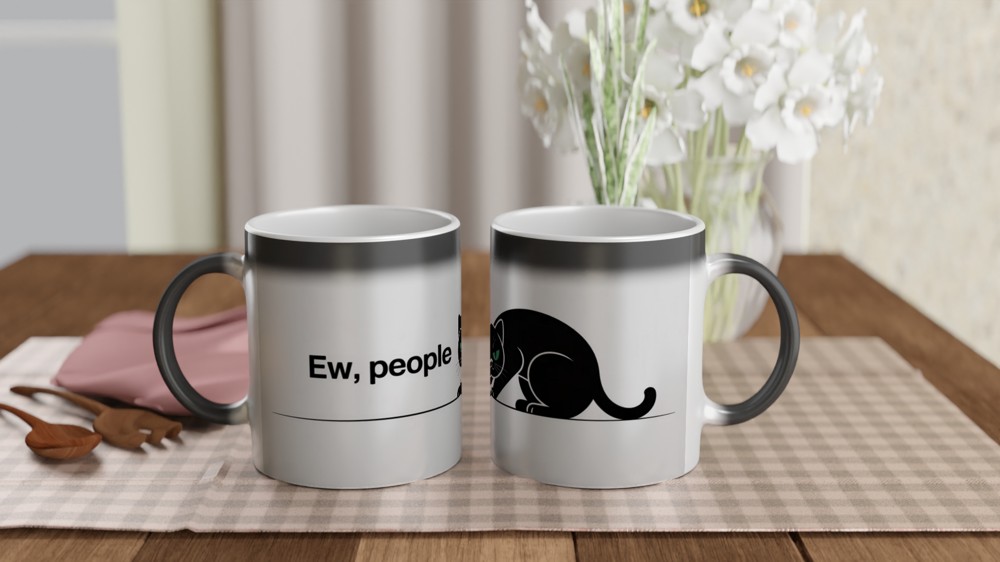 Ew People Grumpy Black Cat Mug - Introvert Funny Gift — view 3