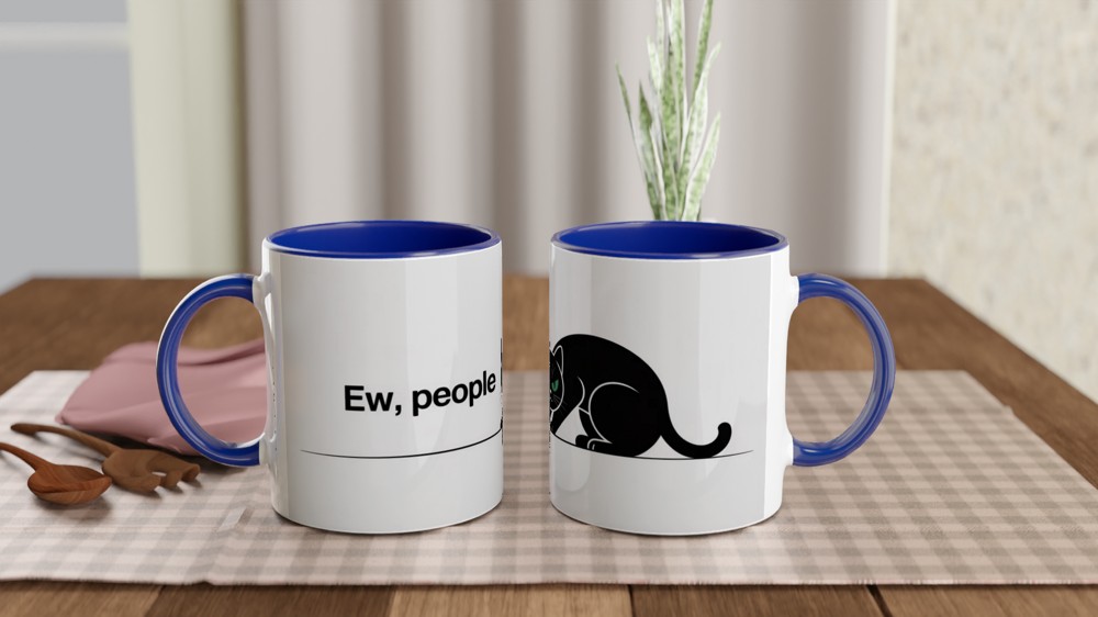 Ew People Grumpy Black Cat Mug - Introvert Funny Gift — view 4