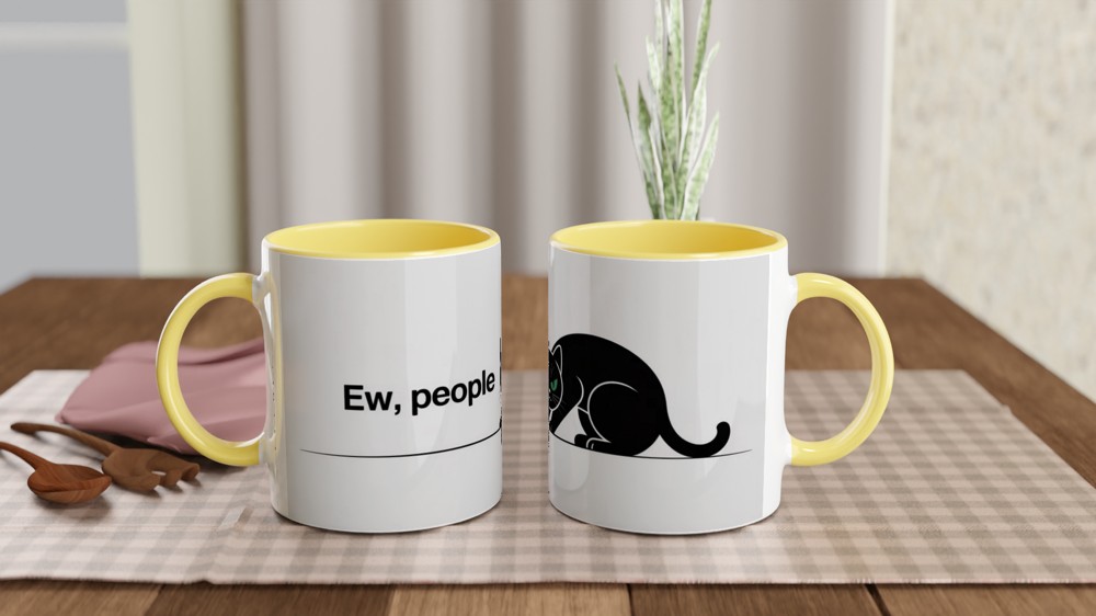 Ew People Grumpy Black Cat Mug - Introvert Funny Gift — view 8