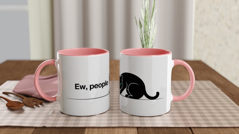 Ew People Grumpy Black Cat Mug - Introvert Funny Gift — view 6