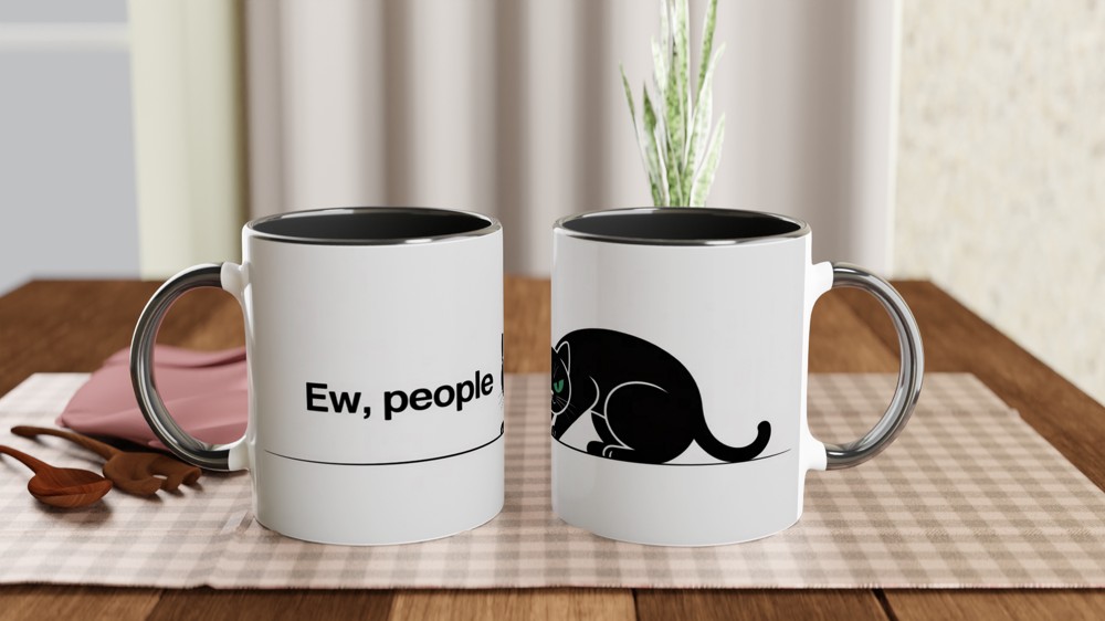 Ew People Grumpy Black Cat Mug - Introvert Funny Gift — view 9
