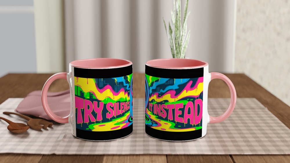 Try Silence It Instead - Bold Pop Art Ear Graffiti Mug — view 6