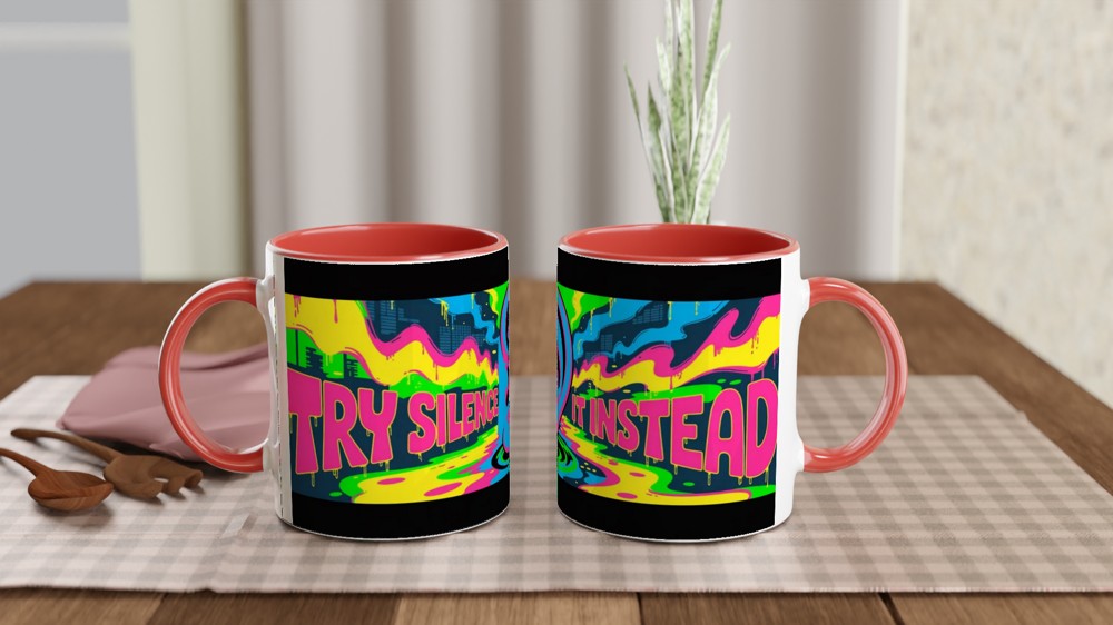 Try Silence It Instead - Bold Pop Art Ear Graffiti Mug — view 7