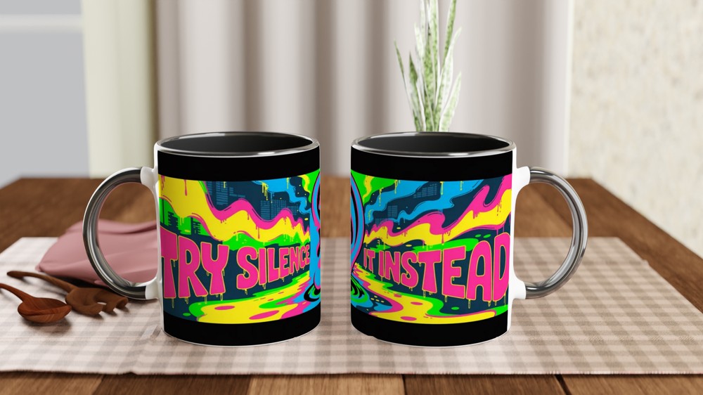 Try Silence It Instead - Bold Pop Art Ear Graffiti Mug — view 9