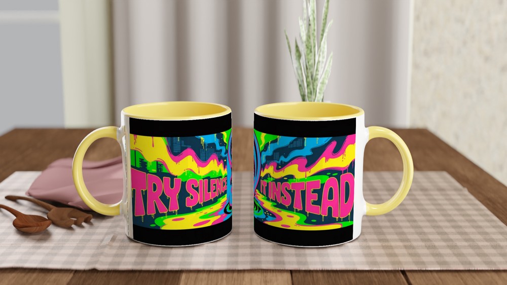Try Silence It Instead - Bold Pop Art Ear Graffiti Mug — view 8