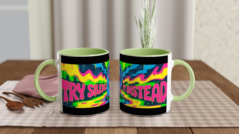 Try Silence It Instead - Bold Pop Art Ear Graffiti Mug — view 5