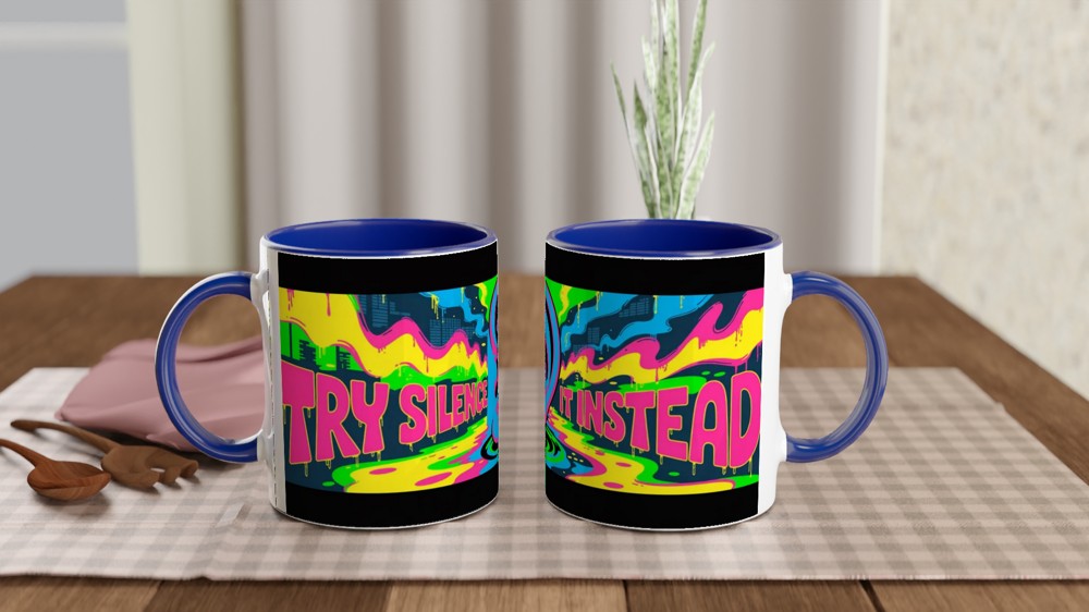 Try Silence It Instead - Bold Pop Art Ear Graffiti Mug — view 4