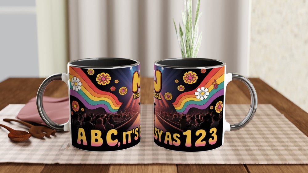 MJ The Musical Mug | Jackson 5 Era Retro Stage Design | Theatre Lover Gift | West End Present for Him or Her — view 9