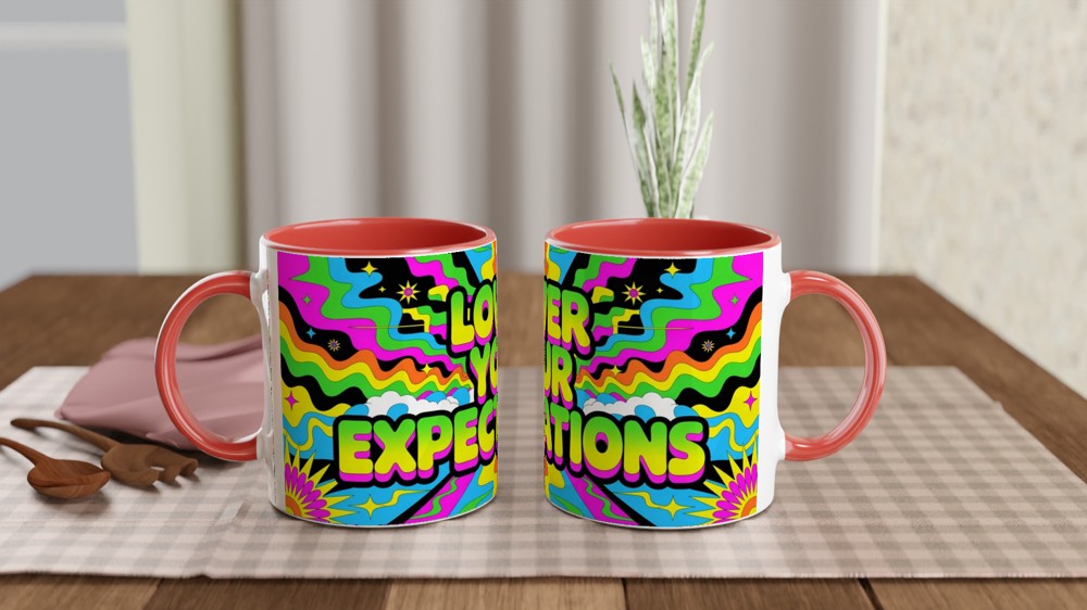 Lower Your Expectations Mug | Sarcastic Quote Mug | Funny Best Friend Gift | Psychedelic Neon Coffee Cup | Office Colleague Present — view 7