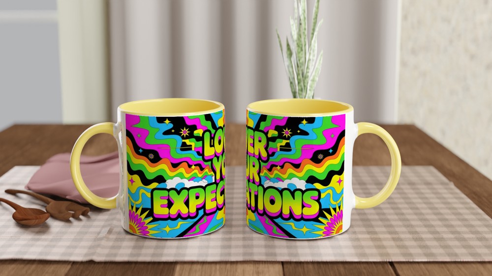 Lower Your Expectations Mug | Sarcastic Quote Mug | Funny Best Friend Gift | Psychedelic Neon Coffee Cup | Office Colleague Present — view 8