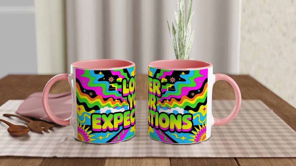 Lower Your Expectations Mug | Sarcastic Quote Mug | Funny Best Friend Gift | Psychedelic Neon Coffee Cup | Office Colleague Present — view 6