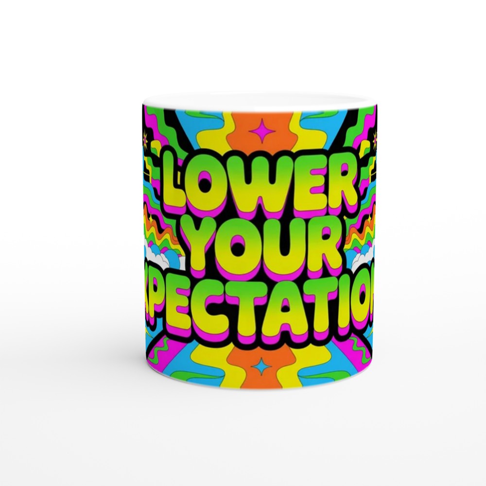 Lower Your Expectations Mug | Sarcastic Quote Mug | Funny Best Friend Gift | Psychedelic Neon Coffee Cup | Office Colleague Present — view 11