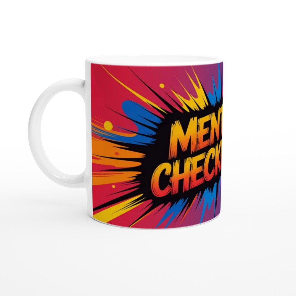 Mentally Checked Out Mug | Funny Office Gift for Colleagues | Neon Ink Explosion Wrap Around Coffee Cup — view 10