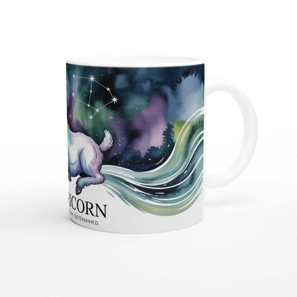 Capricorn Zodiac Mug | Sea Goat Astrology Gift | Capricorn Birthday Present | Constellation Watercolour Mug — view 12
