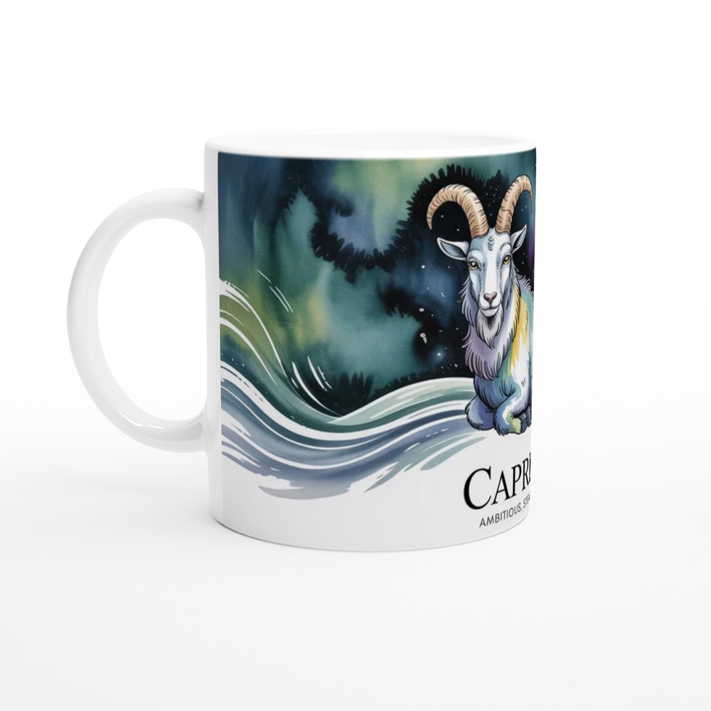 Capricorn Zodiac Mug | Sea Goat Astrology Gift | Capricorn Birthday Present | Constellation Watercolour Mug — view 10