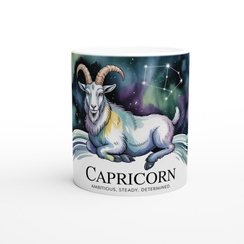 Capricorn Zodiac Mug | Sea Goat Astrology Gift | Capricorn Birthday Present | Constellation Watercolour Mug — view 11