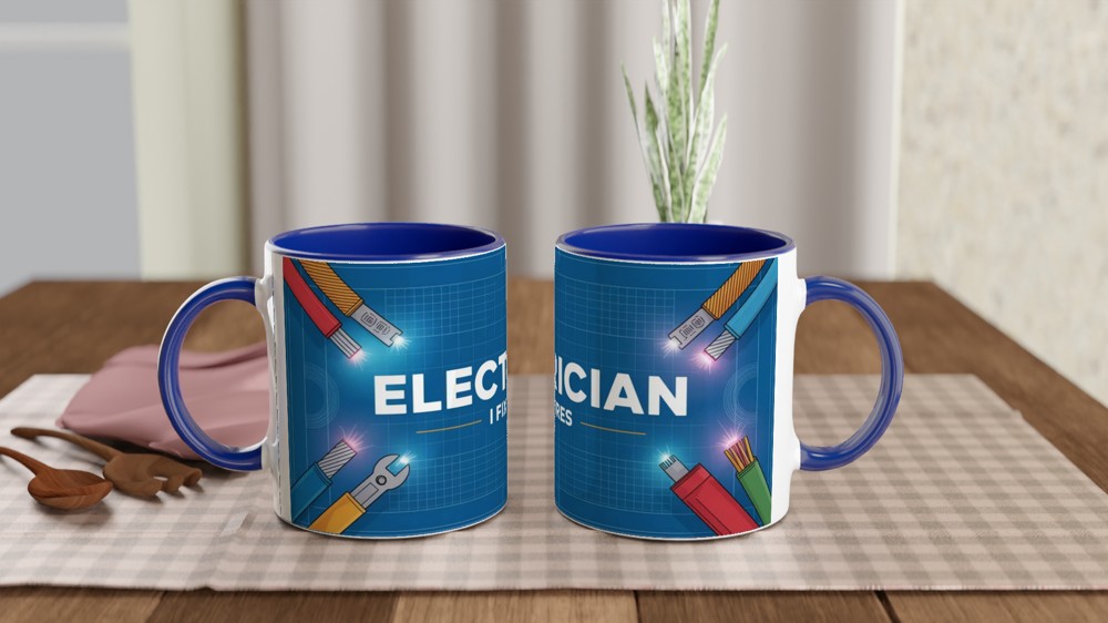 Electrician Mug | I Fix Wires Blueprint Design | Funny Sparky Gift | Birthday Present for Dad, Him or Colleague — view 4