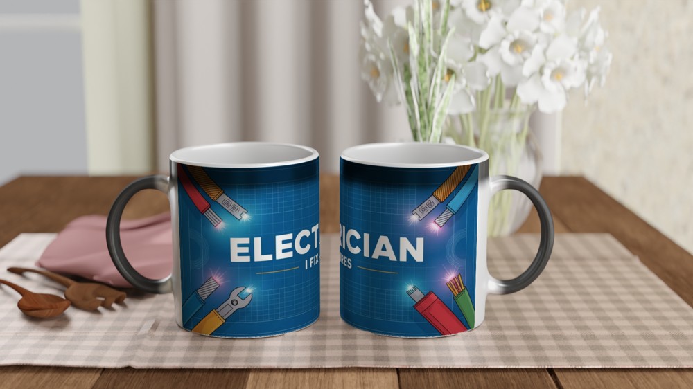 Electrician Mug | I Fix Wires Blueprint Design | Funny Sparky Gift | Birthday Present for Dad, Him or Colleague — view 3