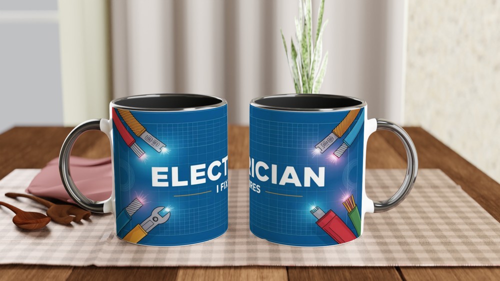 Electrician Mug | I Fix Wires Blueprint Design | Funny Sparky Gift | Birthday Present for Dad, Him or Colleague — view 9