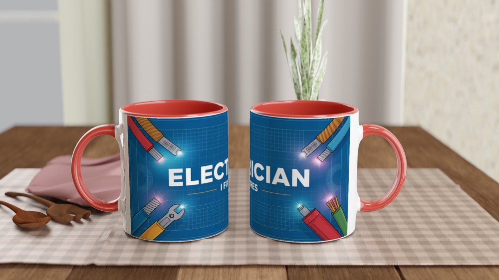 Electrician Mug | I Fix Wires Blueprint Design | Funny Sparky Gift | Birthday Present for Dad, Him or Colleague — view 7