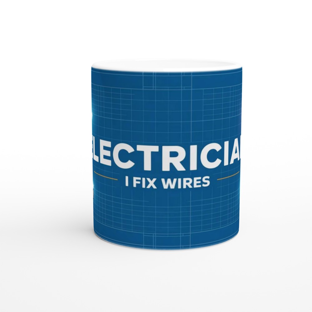 Electrician Mug | I Fix Wires Blueprint Design | Funny Sparky Gift | Birthday Present for Dad, Him or Colleague — view 11