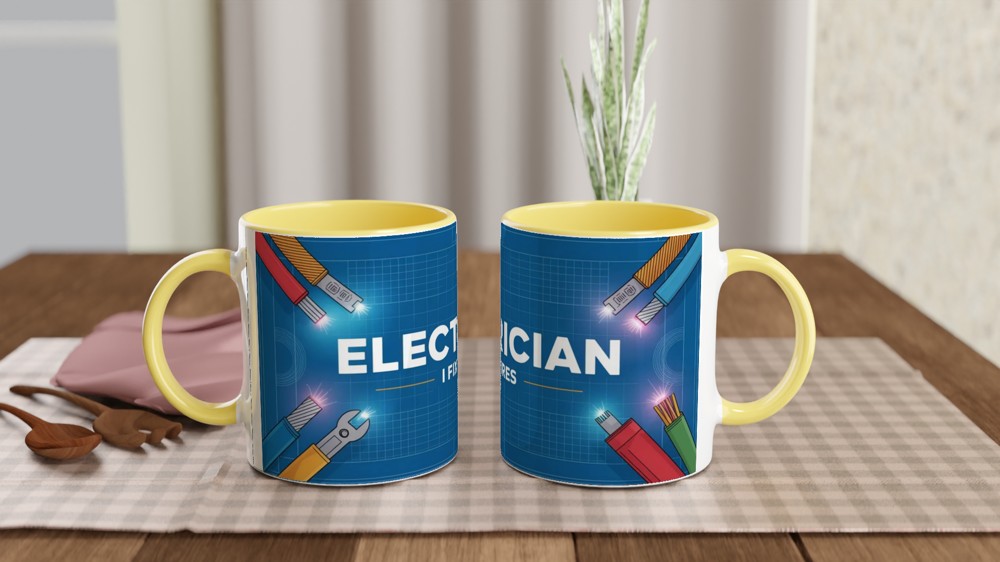 Electrician Mug | I Fix Wires Blueprint Design | Funny Sparky Gift | Birthday Present for Dad, Him or Colleague — view 8