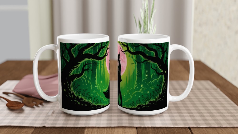 Enchanted Forest Romance Silhouette Moonlight Mug — view 2