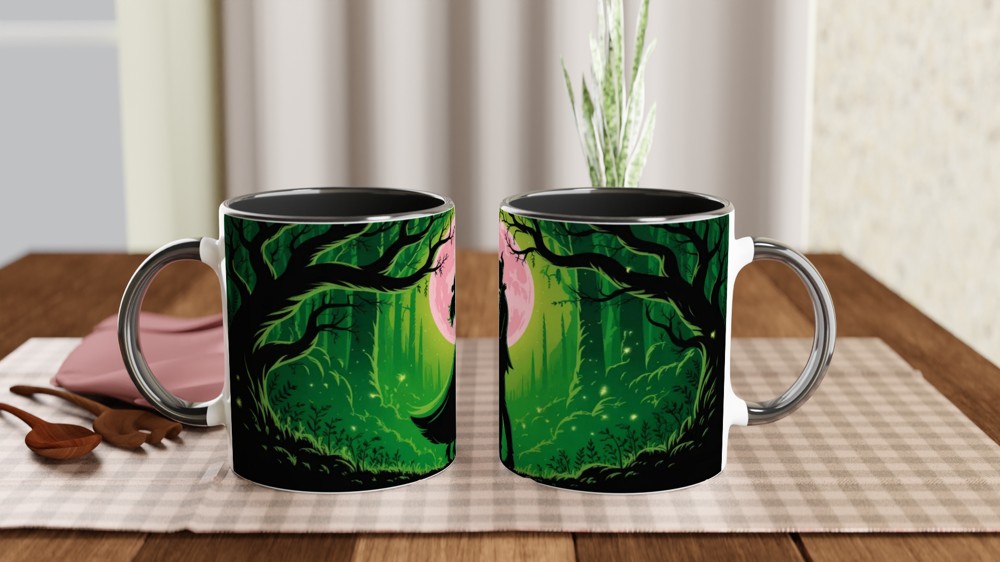 Enchanted Forest Romance Silhouette Moonlight Mug — view 9