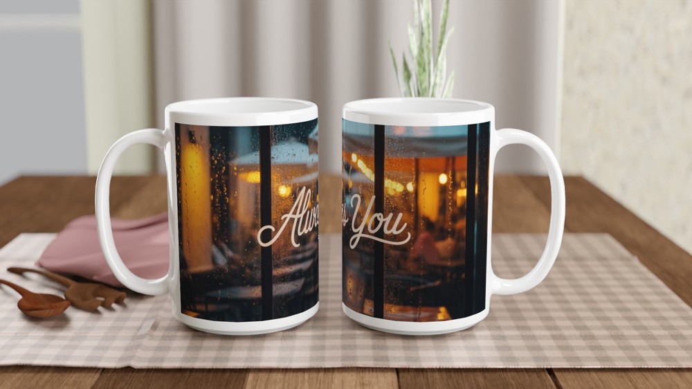 Always You Mug | Romantic Cafe Window Gift | Valentines and Anniversary Present for Couples | Cosy Night In Coffee Cup — view 2