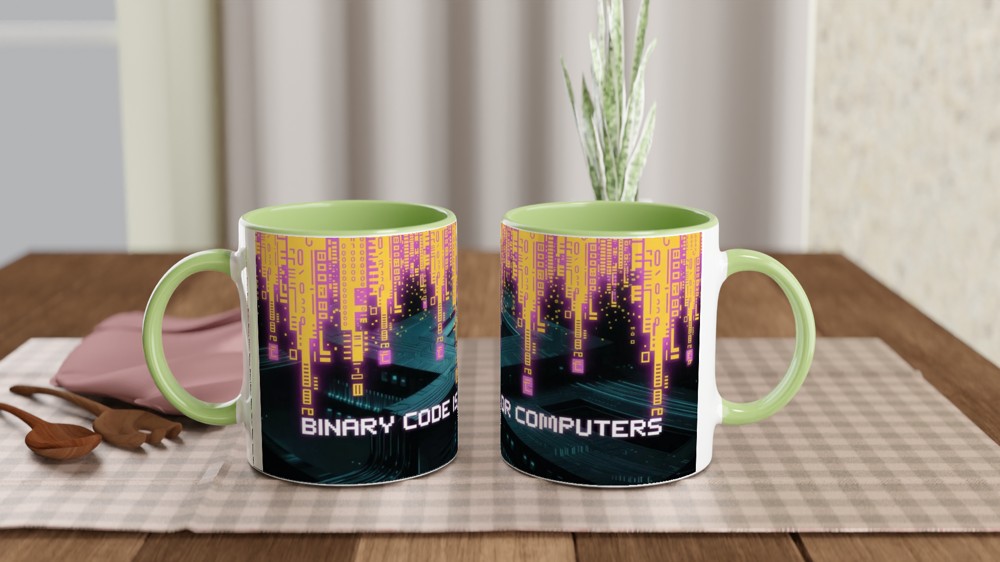 Binary Code Is For Computers - Non-Binary Pride Tech Mug — view 5
