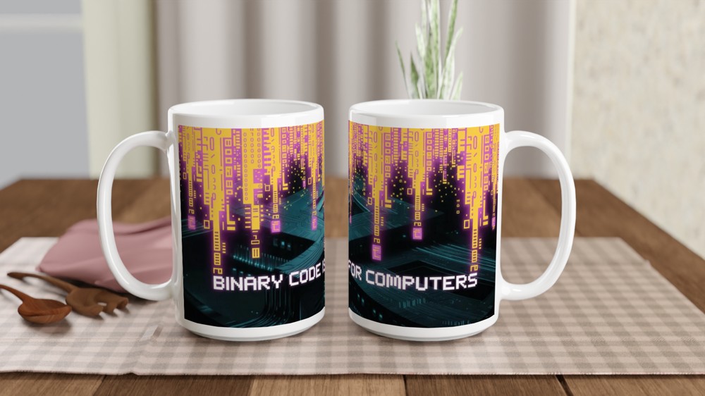 Binary Code Is For Computers - Non-Binary Pride Tech Mug — view 2