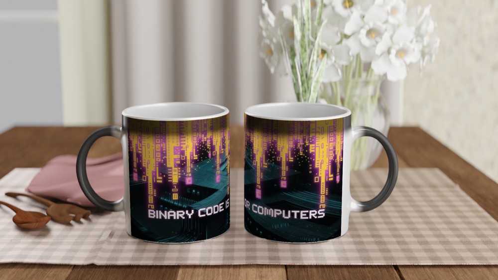 Binary Code Is For Computers - Non-Binary Pride Tech Mug — view 3