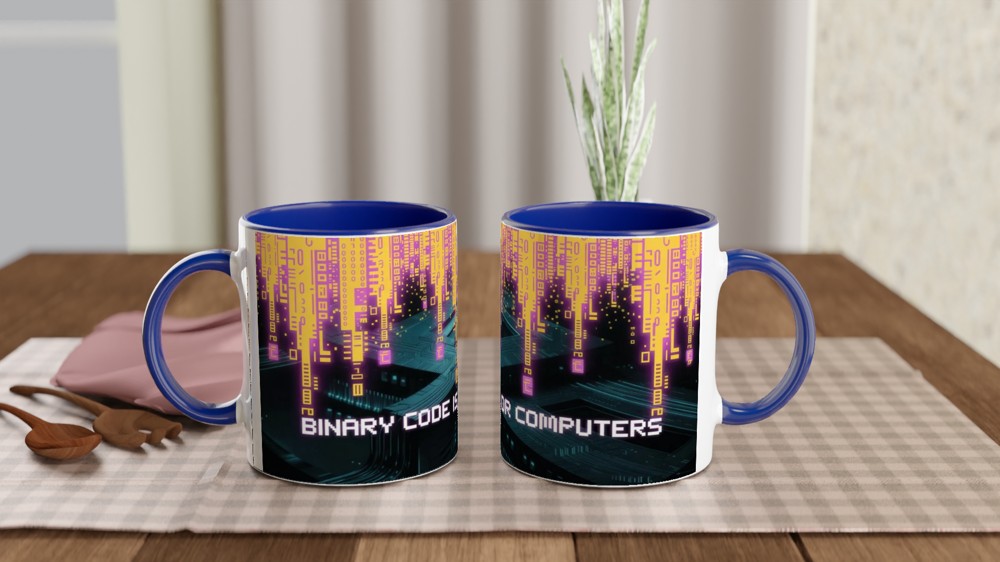 Binary Code Is For Computers - Non-Binary Pride Tech Mug — view 4