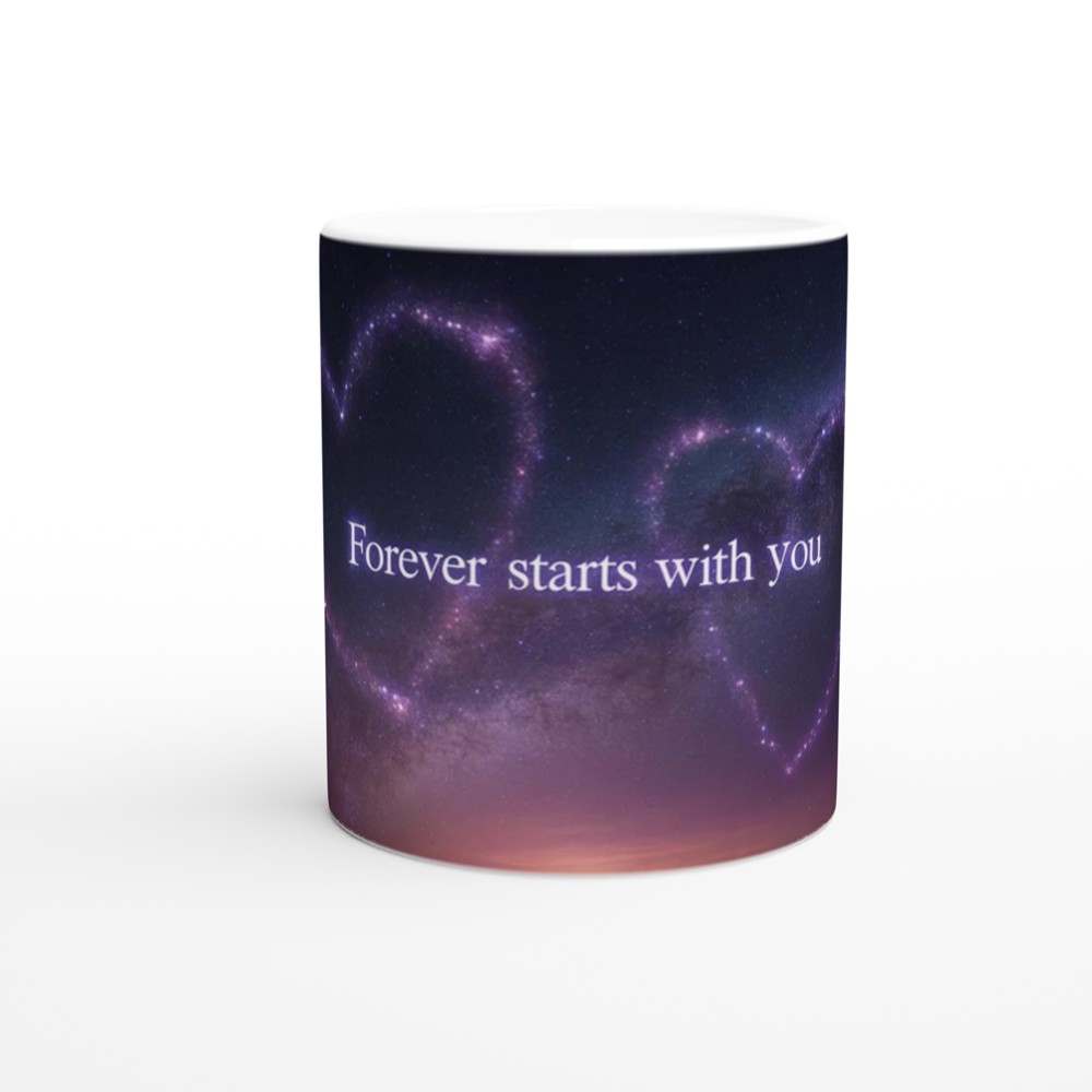 Forever Starts With You Mug | Romantic Starry Night Gift | Anniversary Present for Husband or Wife | Valentines Day Couple Mug — view 11