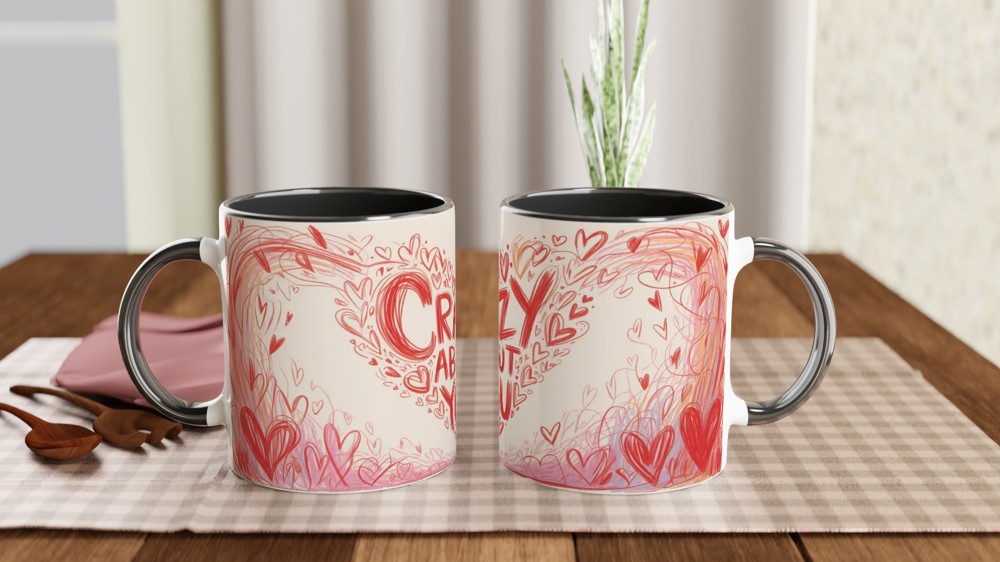 Crazy About You Hearts Doodle Mug — view 9