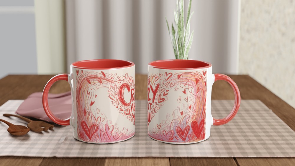 Crazy About You Hearts Doodle Mug — view 7