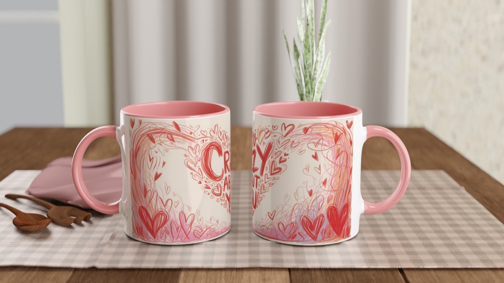 Crazy About You Hearts Doodle Mug — view 6