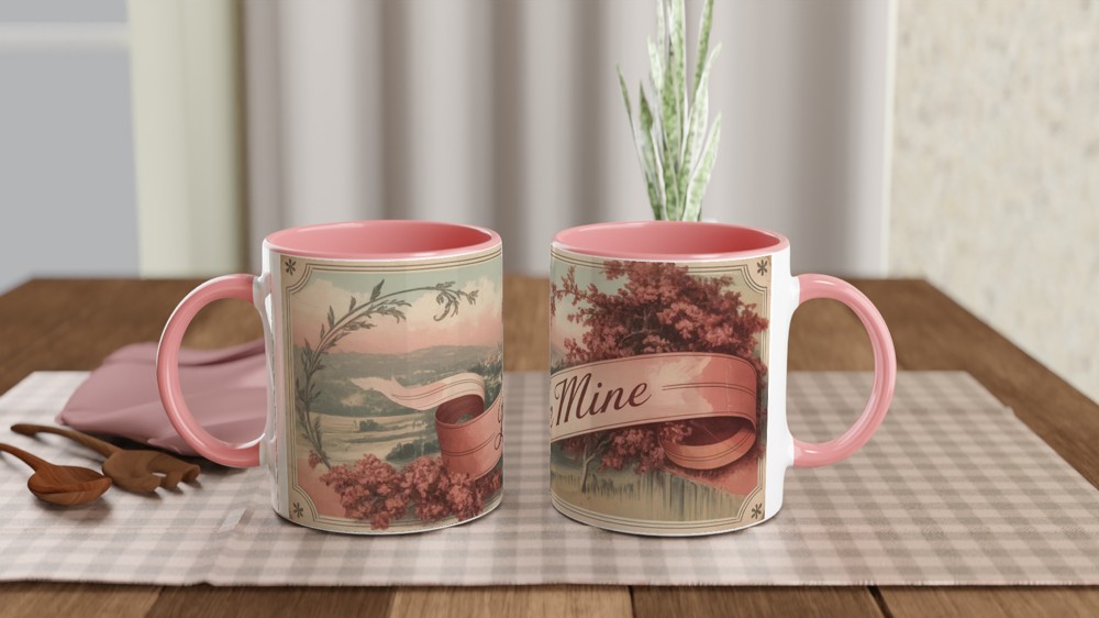 Be Mine Mug | Vintage Postcard Valentine Gift | Romantic Anniversary Present for Her or Him | Retro Love Mug — view 6