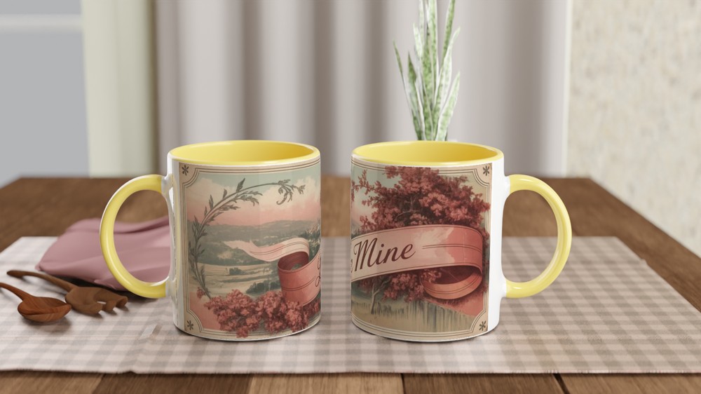 Be Mine Mug | Vintage Postcard Valentine Gift | Romantic Anniversary Present for Her or Him | Retro Love Mug — view 8