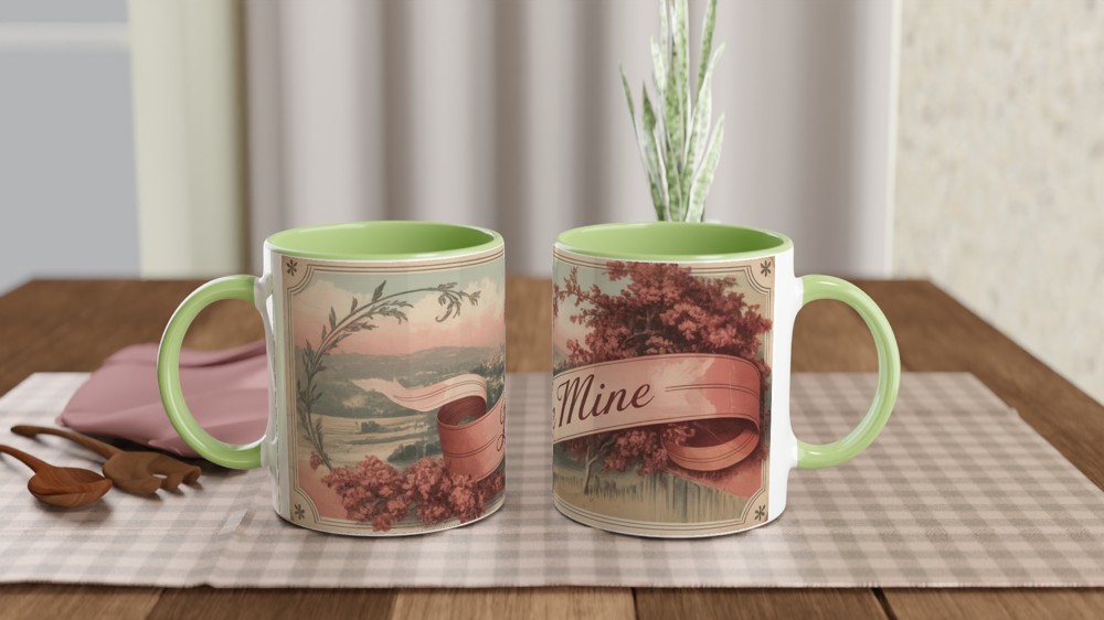 Be Mine Mug | Vintage Postcard Valentine Gift | Romantic Anniversary Present for Her or Him | Retro Love Mug — view 5