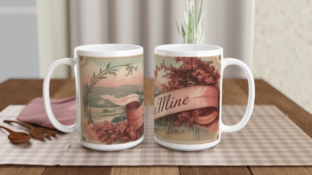 Be Mine Mug | Vintage Postcard Valentine Gift | Romantic Anniversary Present for Her or Him | Retro Love Mug — view 2