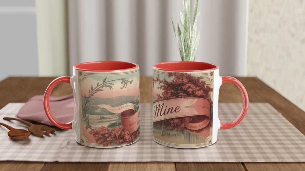 Be Mine Mug | Vintage Postcard Valentine Gift | Romantic Anniversary Present for Her or Him | Retro Love Mug — view 7