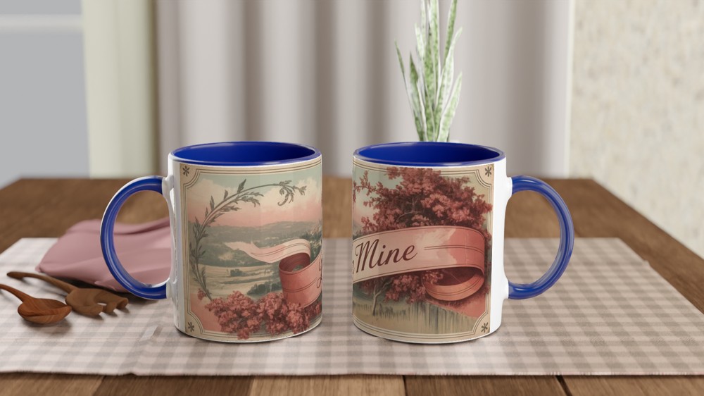 Be Mine Mug | Vintage Postcard Valentine Gift | Romantic Anniversary Present for Her or Him | Retro Love Mug — view 4
