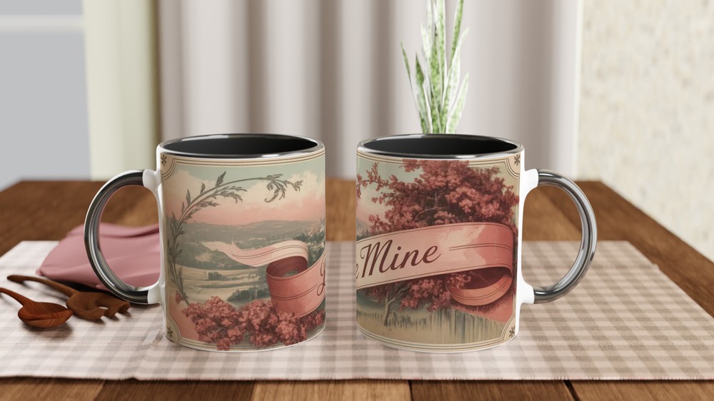 Be Mine Mug | Vintage Postcard Valentine Gift | Romantic Anniversary Present for Her or Him | Retro Love Mug — view 9