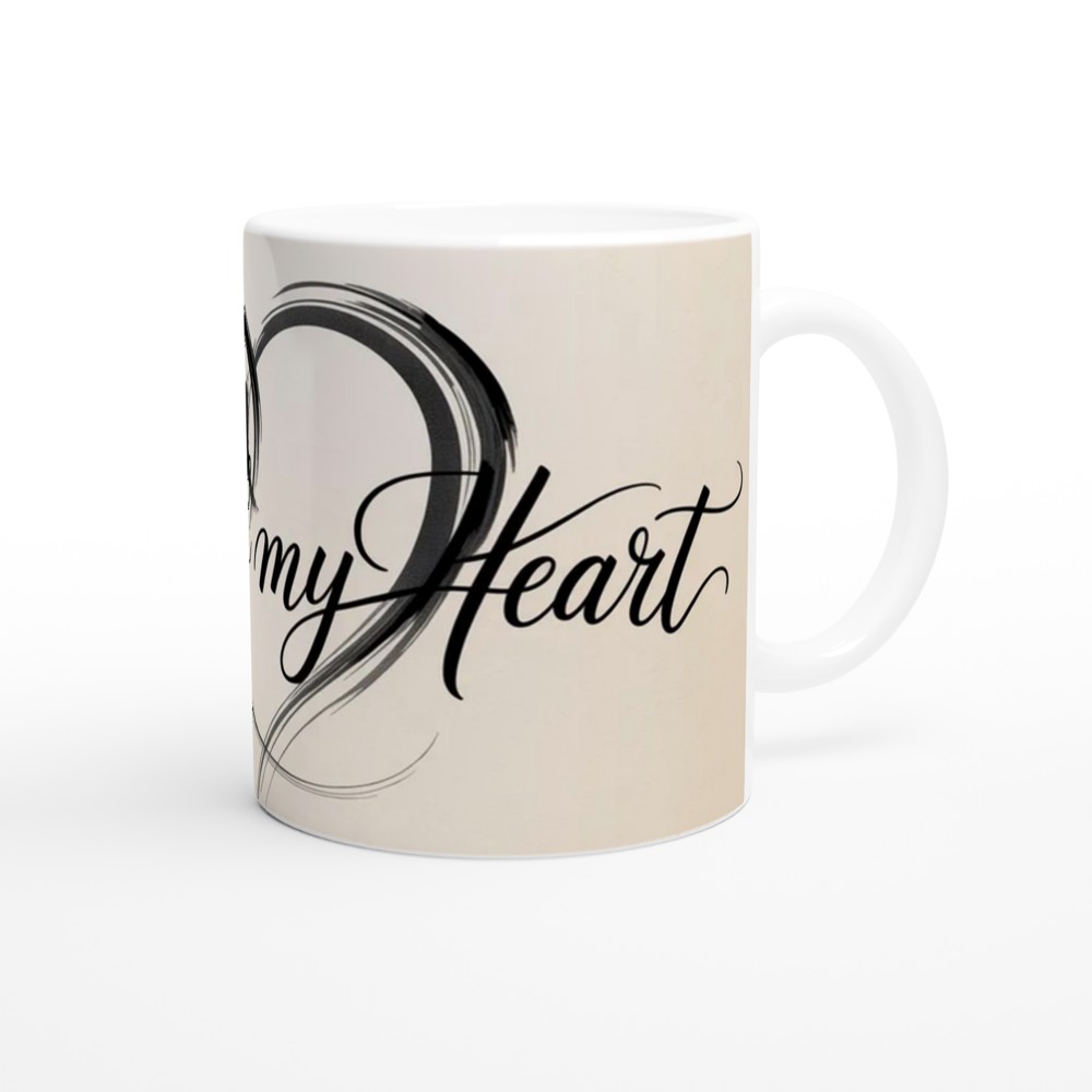 With All My Heart Mug | Calligraphy Heart Design | Romantic Anniversary Gift | Valentine Present for Mum Husband Wife — view 12