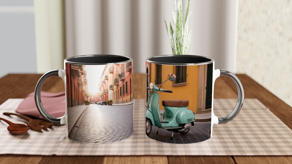 Vespa Mug | Vintage Italian Sunset Design | Retro Scooter Gift for Him or Her | Travel Lover Birthday Present — view 9