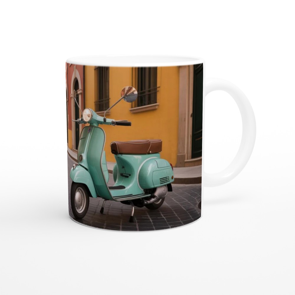 Vespa Mug | Vintage Italian Sunset Design | Retro Scooter Gift for Him or Her | Travel Lover Birthday Present — view 12
