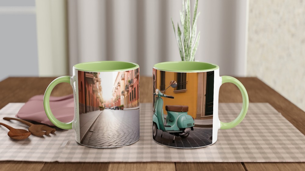 Vespa Mug | Vintage Italian Sunset Design | Retro Scooter Gift for Him or Her | Travel Lover Birthday Present — view 5