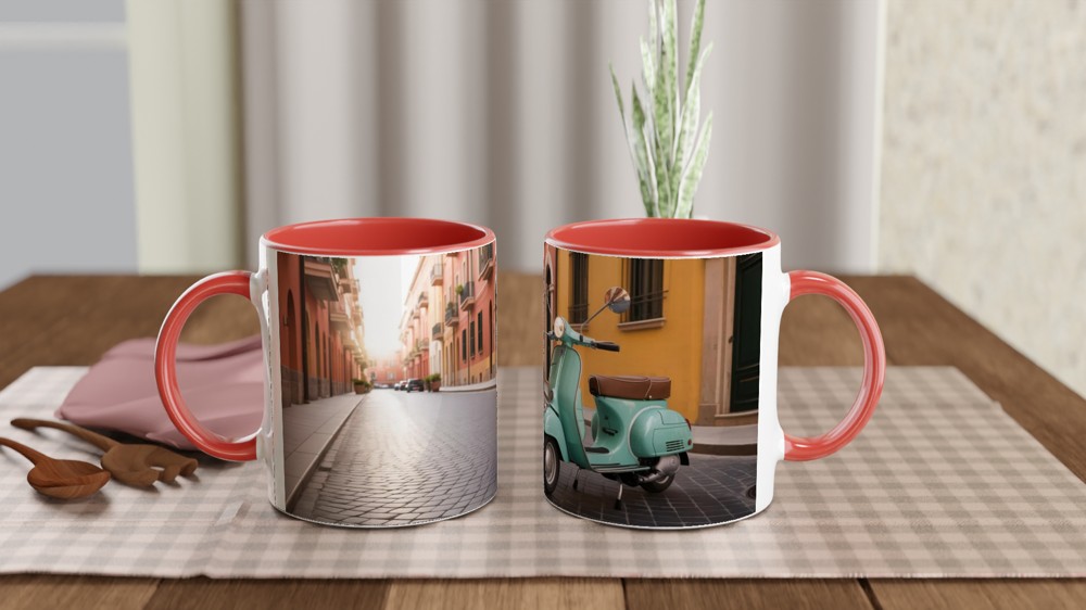 Vespa Mug | Vintage Italian Sunset Design | Retro Scooter Gift for Him or Her | Travel Lover Birthday Present — view 7