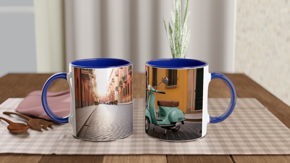 Vespa Mug | Vintage Italian Sunset Design | Retro Scooter Gift for Him or Her | Travel Lover Birthday Present — view 4